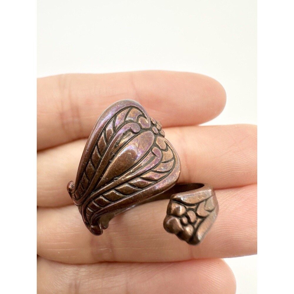 Vintage Solid copper adjustable Spoon ring Size 7.5